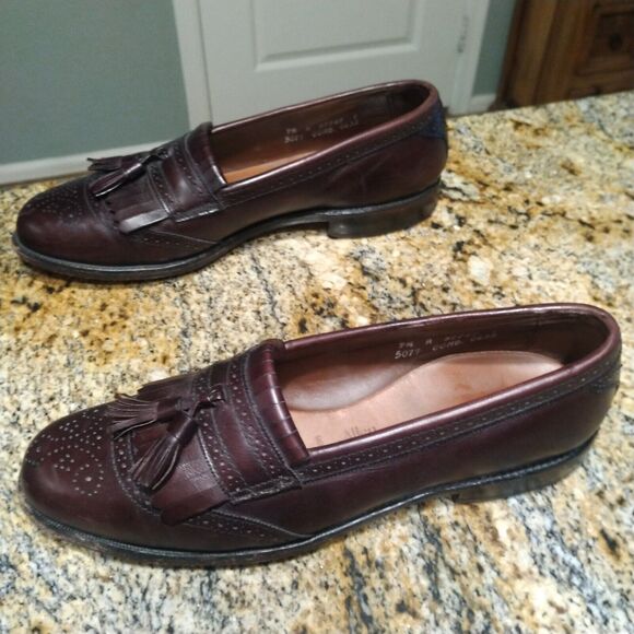 Allen Edmonds Bridgeton Men's Leather Tassel Loafers Burgundy Size 9.5 A 5079 - Picture 4 of 14